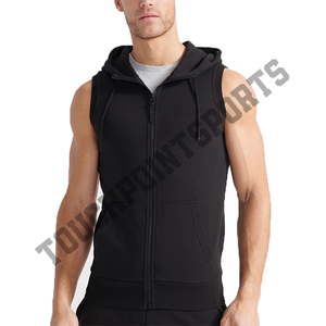 Sin mangas con capucha Sudadera con capucha sin mangas de alta calidad de impresión de diseño de logotipo de gimnasio - Product Image 2
