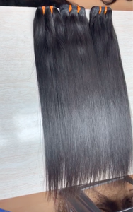 Pelo ondulado de cuerpo humano indio virgen crudo, extensión de cabello humano tejido con mechones y cierre, pelo crudo - Product Image 4