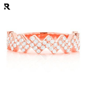 RRP Jewellers 0.60ctw Dos filas Zig Zag Redondo Corte brillante Diamante Bisel Set 14K Oro Hombres Anillo de compromiso de boda Certificado IGI - Product Image 3