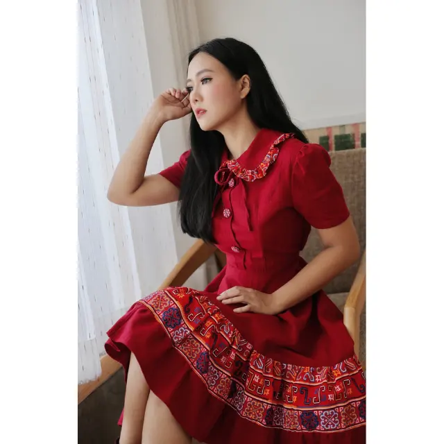 Best Seller Thai Casual Womens Dresses Premium Products Hand Made By Lada Lanna Collection 041 Lotus Dress