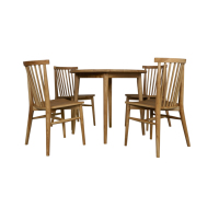 Chaises et table de salle à manger en teck massif traditionnel, minimalistes, écologiques, ensembles de meubles de jardin pour l'extérieur