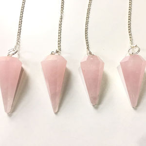Péndulo de cuarzo rosa de cristal NATURAL para limpieza, péndulo curativo de potencia, venta al por mayor de fábrica - Product Image 4