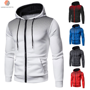 Sudadera con Capucha Blanca para Hombre, Cierre de Cremallera, Corte Ajustado, Estampado de Puntos, Informal, Transpirable, Tejido de Poliéster, para Otoño - Product Image 6