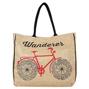 Bolsa de transporte de comestibles de malla de yute impresa personalizada, bolsa de compras de yute ecológica con mango largo y suave para promoción - Product Image 2