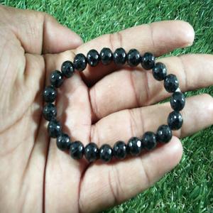 Bracelet de perles élastiques en amidon à facettes en tourmaline noire Belles pierres précieuses en cristal naturel de qualité supérieure - Product Image 1