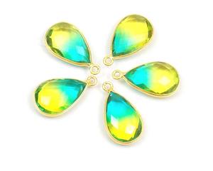 925 conector de bisel cuarzo Natural Multi piedra preciosa hecha a mano forma de pera bisel de fianza único chapado en oro joyería de Metal CZ hallazgos - Product Image 1