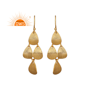 Pendientes colgantes de latón texturizado hechos a mano, joyería de moda, fabricante - Product Image 1