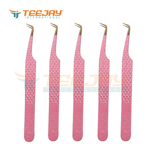 Pince à épiler pour Extension de cils, paillettes roses, ponceuses, angle de 75 degrés, embout Ultra fin, isolation, mignon - Product Image 4
