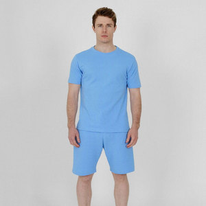 Camiseta de manga corta y pantalones cortos con contraste de cuello redondo, conjunto de verano, diseño personalizado - Product Image 4