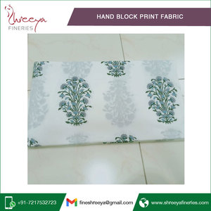 ผ้าสำหรับตัดเย็บเสื้อผ้า พิมพ์ลายด้วยมือ ดีไซน์เนอร์ ผ้าฝ้ายธรรมชาติ 100% ผ้าสำหรับตัดเย็บเสื้อผ้าจากผู้ผลิตในอินเดีย - Product Image 4