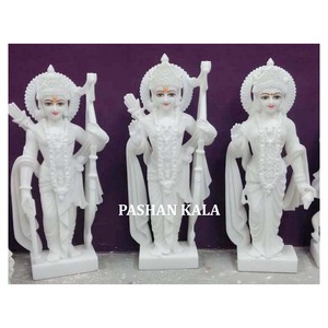 Super brillante y buen acabado hecho a mano mármol blanco puro Ram Darbar escultura para el hogar y el templo decoración y adoración - Product Image 1