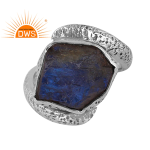 Handmade Design Most Popular Labradorite Gemstone <b>Oxidized</b> 925 Sterling Silver Textured Ring Jewelry Manufacturer - Product Image 2