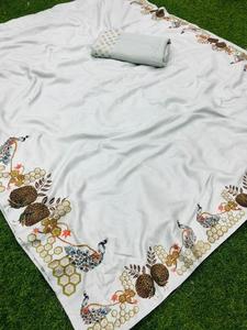 ชุดแต่งงานผ้าไหม vichitra เย็บปักผ้าโสร่งพร้อมเสื้อชิ้นผ้าอินเดียสำหรับผู้หญิง - Product Image 2