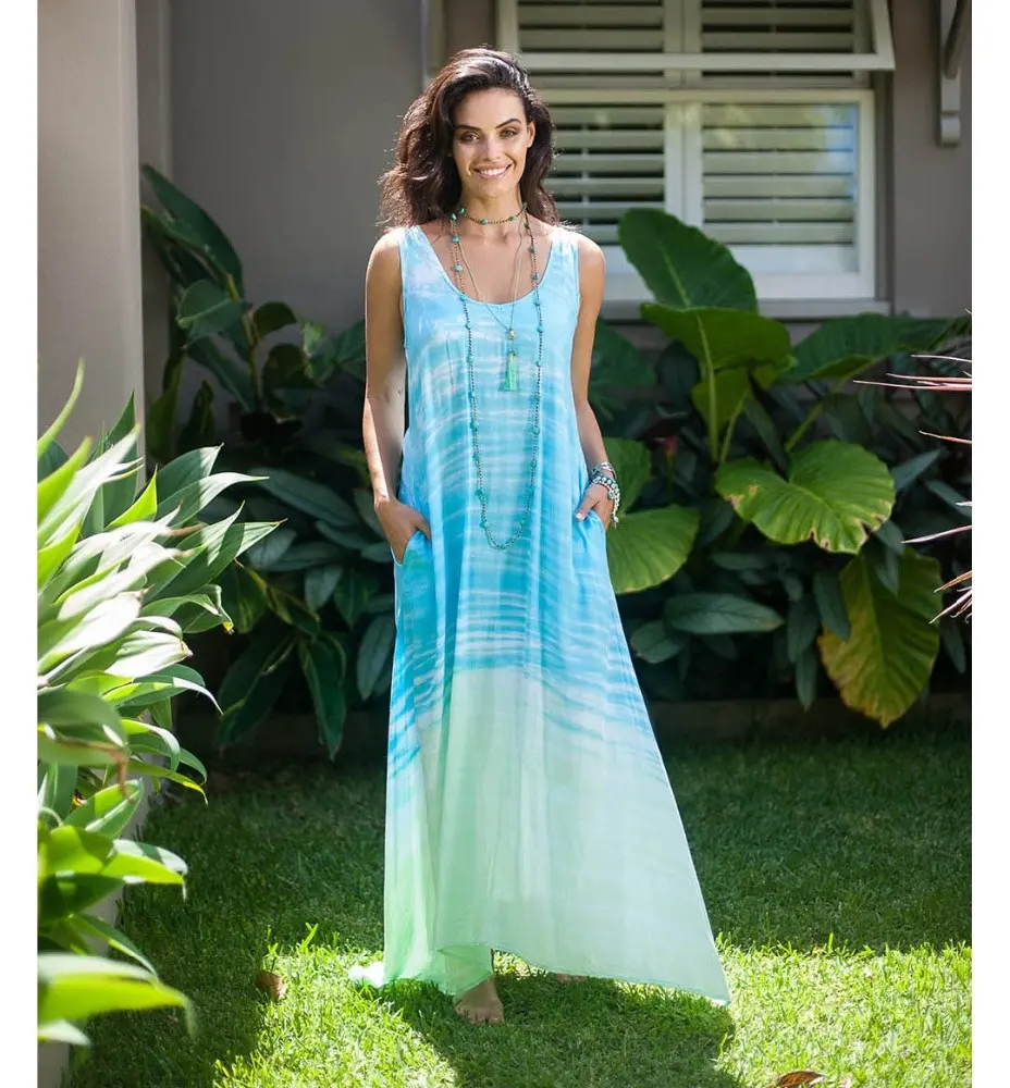 Bãi Biển Nóng Bỏng & Gợi Cảm Mặc Áo Dài Cho Phụ Nữ Mặc Rayon Batik Resort Dress