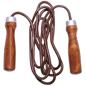 Cuerda de saltar de alta calidad para gimnasio Speed Fitness con mango de madera Material de cuero con logotipo personalizado para ejercicio en casa y quema de grasa - Product Image 2