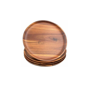 Assiette de service ronde en bois de qualité supérieure 2026, faite à la main, design minimaliste, plat de présentation en bois massif poli pour la table - Product Image 4