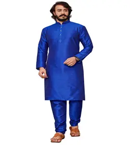 HERREN MODABLICH SOLID BLEUTE COLOR KURTA Aktuellstes 2021 ETHNISCH TRADITIONELL RICHES TUBS Vollärmliger KURTA UND PJAMA