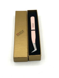 แหนบต่อขนตาสแตนเลสเคลือบผงพีชรัสเซียปรับแต่งโลโก้ได้ตามต้องการ - Product Image 3