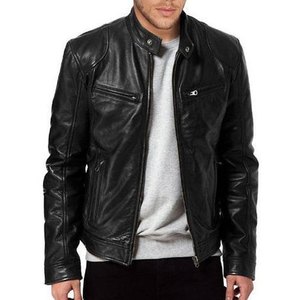 Chaqueta de Motociclista de Piel de Oveja de Alta Calidad para Hombre, Invierno, Color Personalizado, Cuello Alto, Logotipo ODM, Estilo Casual Liso - Product Image 4