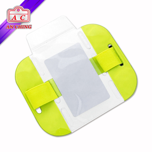 Yellow Reflective Neon Soft Plastic <b>ID</b> Armband <b>Holder</b> with Adjustable Elastic Band - Product Image 2