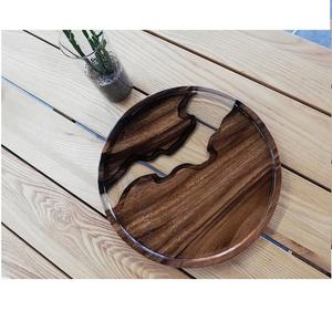 Plateau de service unique de grande taille en résine époxy colorée, combinaison bois de manguier et résine époxy, plateau de service pour la maison - Product Image 6