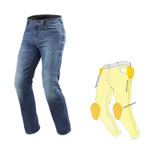 Calça jeans masculina para motocicleta, película de cabelo lavado com forro de aramida, proteção prime