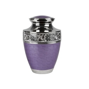 Urne de crémation gravée florale en argent pour adultes urne funéraire moderne personnalisée en aluminium pour fournisseur en gros - Product Image 1