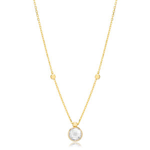 Colgante de diseño de piedra de circón redondo, joyería de plata de ley 925 hecha a mano al por mayor turca - Product Image 1