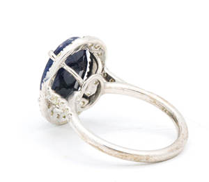 Vente en gros de bague en argent sterling 925 faite à la main pierre précieuse saphir bleu de forme ovale naturelle avec diamant certifié IGI pour les fêtes - Product Image 3
