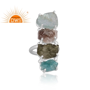 Fine Sterling Silver Natural Multi Gemstone Stackable <b>Ring</b> Jewelry Manufacturer For Occasion, Party And Gift - Product Image 2