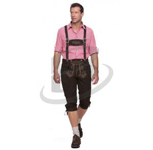 Costumes d'Oktoberfest bavarois bio, pantalon Lederhosen en cuir de vache, pour festival de la bière, Halloween, cosplay, fête costumée - Product Image 3