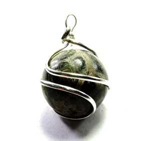 High quality kambaba jasper <b>sphere</b> Wire Wrapped Pendant Classic Style Quartz <b>Crystal</b> ball Gemstone Necklace Healing wholesaler - Product Image 1