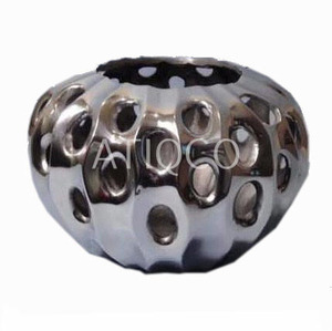 Indian Sand-Cast Modern Aluminum Flower <b>Vase</b> <b>Unique</b> Coastal Design Style Floor <b>Vase</b> - Product Image 2