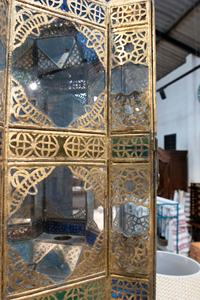 Haute qualité fait à la main marocain fer suspendu lanterne lampe coloré verre décoration de la maison pour noël nouvel an - Product Image 6