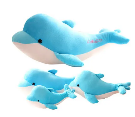 Peluche en forme de dauphin, Animal doux et personnalisé, monde de mer, dauphin en peluche, bleu, coussin d'oreiller en peluche, pour la promotion, nouvelle collection, 2020