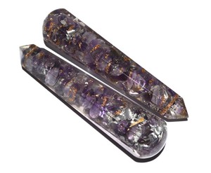 Pierre semi-précieuse Artisanat Améthyste Baguette de massage à facettes Feng Shui Pierre précieuse de guérison - Product Image 1