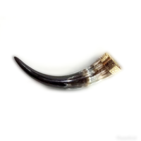 Corne à boire artisanale de style Viking, corne naturelle de buffle, toucher réel, objet de collection, artisanat naturel de haute qualité, cuir