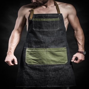 Men's XL Customizable OEM 100% Cotton <b>Denim</b> Cooking <b>Aprons</b> for Bangladesh Hospital Workwear Uniforms - Product Image 2