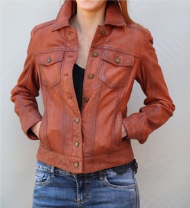 Chaqueta de piel de oveja para mujer, chaqueta de moda de color marrón informal con piel Original, nuevo diseño clásico, 2020 - Product Image 1