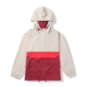 Coupe-vent à capuche décontracté pour hommes, fermeture à glissière, motif universitaire imperméable, remplissage extérieur en polyester, sans col chauffant - Product Image 1