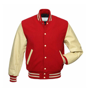 Veste de sport personnalisée de haute qualité avec broderie de logo, corps en laine, manches en cuir véritable, pour garçons et filles, veste de collège/école, 1 pièce - Product Image 1
