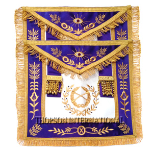 Fabriqué à la main Grand Lodge Officier Tablier en cuir Élégant Couture Couture Maçonnique Regalia Brodé Ruban Collier Cadeau - Product Image 1