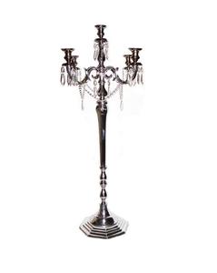 เชิงเทียนโลหะชุบนิกเกิลทำด้วยมือสำหรับตกแต่งบนโต๊ะเชิงเทียน4แขนพร้อมแผ่นดอกไม้ - Product Image 6