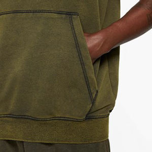 Sweat-shirts à capuche décontractés pour hommes, automne-hiver, style personnalisé, nouveau style, manches courtes, sweats-shirts à capuche unis, teinture unie, polyester/coton, polaire - Product Image 3