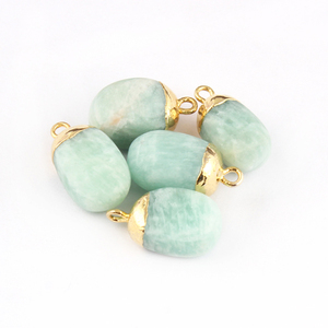 Résultats et composants de bijoux en Amazonite naturelle en forme de boule connecteur simple Bail pour la fabrication de bijoux, fournitures de connecteur de pendentif - Product Image 1