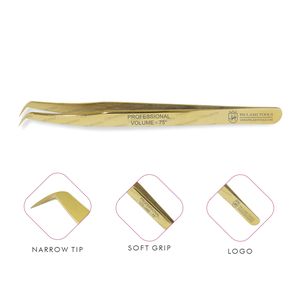Pinzas de extensión de pestañas de Color dorado (punta estrecha) pinzas de nuevo diseño para extensión de pestañas, pinzas de pestañas de alto volumen - Product Image 1