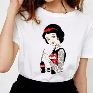 Oferta venta al por mayor las mujeres Vintage divertido chica mala nieve blanco t camisa O-cuello-historia oscura impresión Casual para mujeres - Product Image 2
