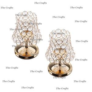 Ensemble de deux bougeoirs votifs en métal et cristal avec bougeoir votif de couleur or de qualité supérieure pour la vente en gros - Product Image 1