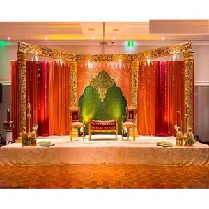 מוסלמי Nikah זהב שלב נושא דקור מסנוור זהב נושא חתונה שלב התקנה מפואר מוסלמי חתונה קבלת שלב