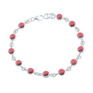 Natural Rhodonite Gemstone 925 <b>Sterling</b> <b>Silver</b> Gold Plated Handmade <b>Bracelet</b> 7-8" Long Smooth Round <b>Beads</b> Fine Jewelry Gift - Product Image 2
